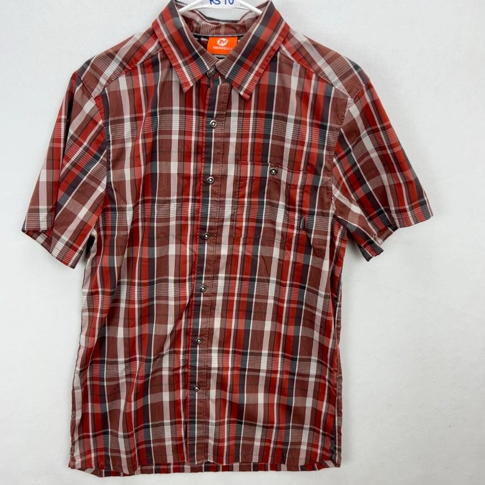 PS 10 Merrell Red Short Sleeve Men's Button Shirt Size Small